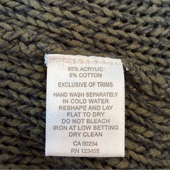 Lord & Taylor Design Lab Marled Knit Elbow Patch Sweater Academia Olive Green L - Picture 9 of 9